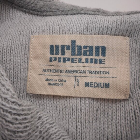 Urban Pipeline Men's size M Gray Striped Knit Hooded Sweater Hoodie - Picture 4 of 8